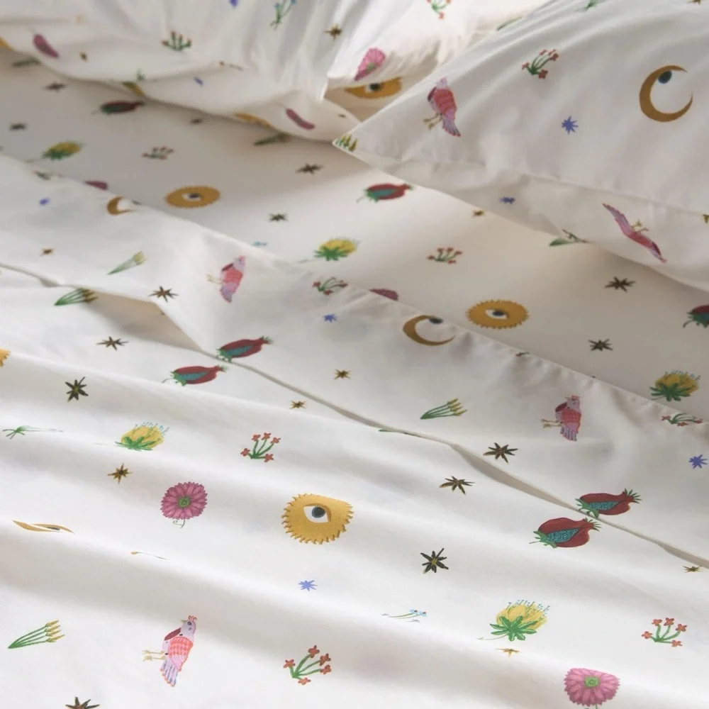 Anthropologie Junioer 1 flat sheet new out of package Floral and Bird  full